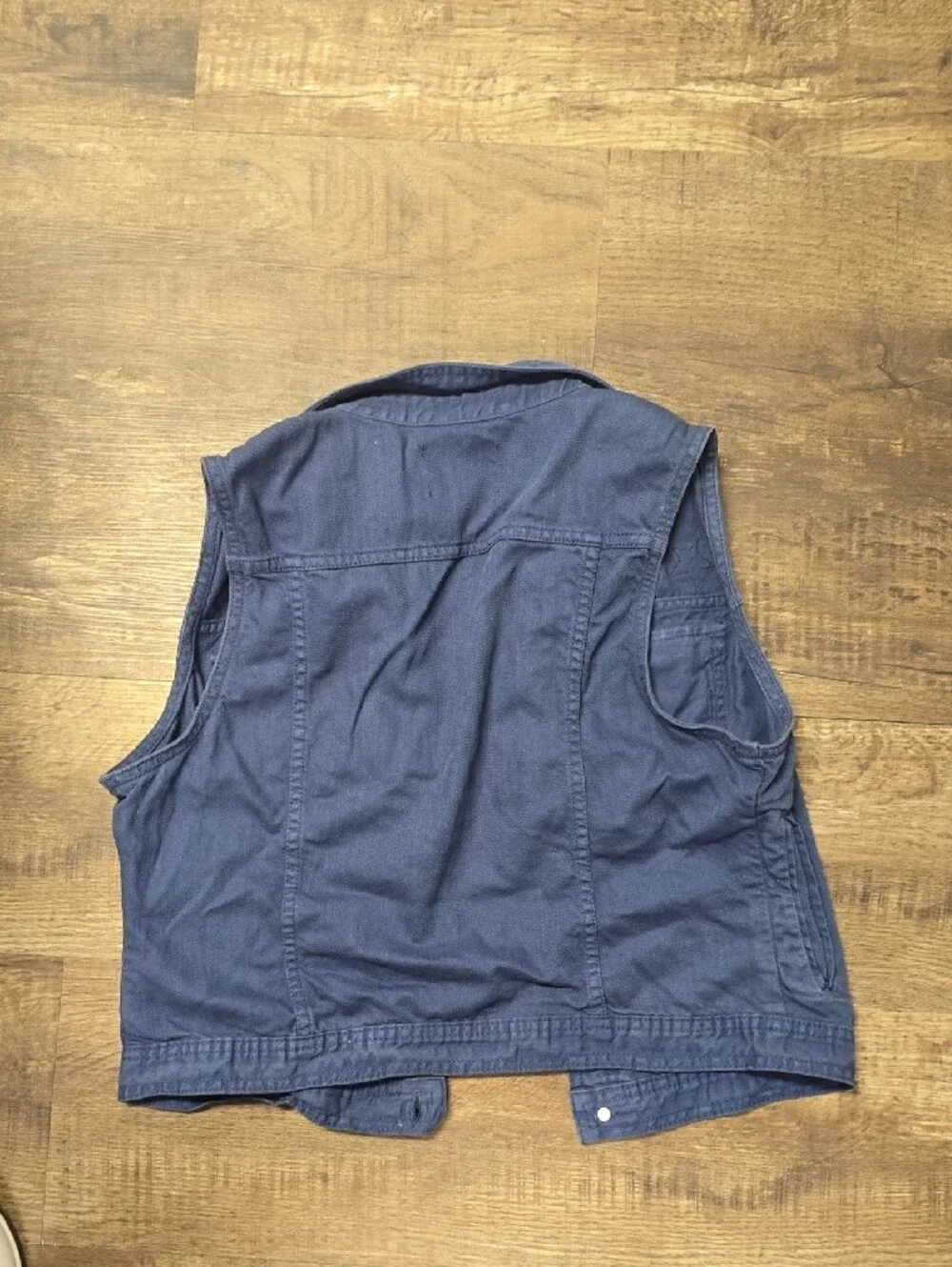 Authentic Icon Navy Star Appliqué Denim Vest With Pockets